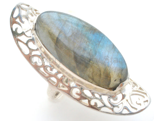 Arya Sterling Silver Labradorite Knuckle Ring Size 7.5 - image 2