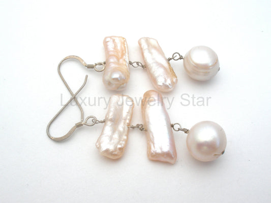 Biwa Dangle Pearl Earrings Sterling Silver - image 2