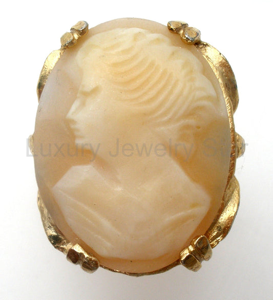 Carved Shell Cameo Ring Adjustable Size