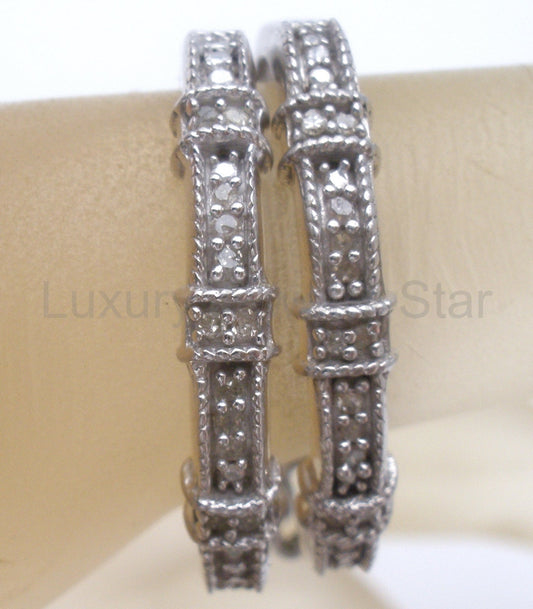 Diamond Hoop Earrings Sterling Silver - image 2