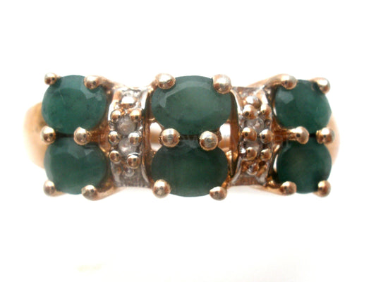 Hold for Yitti - Emerald & Diamond Vermeil Ring 925 Size 8