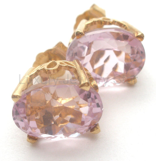Pink Ice Earrings 14K Gold CZ Pierced Stud