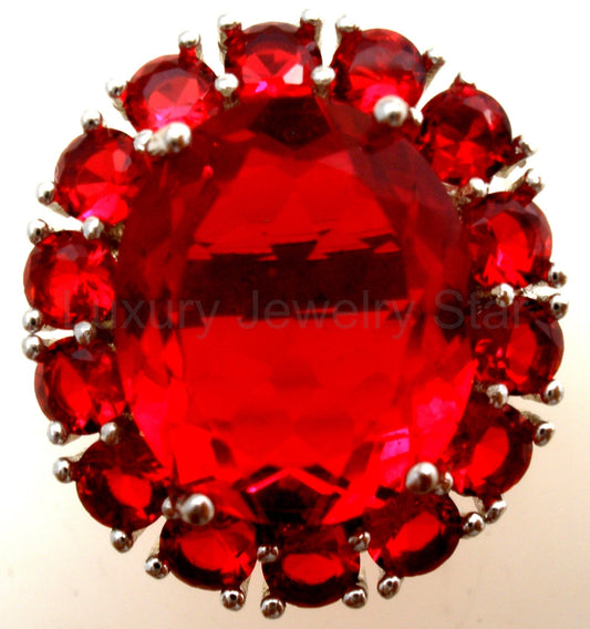 Ruby Red Cubic Zirconia Sterling Ring Size 7