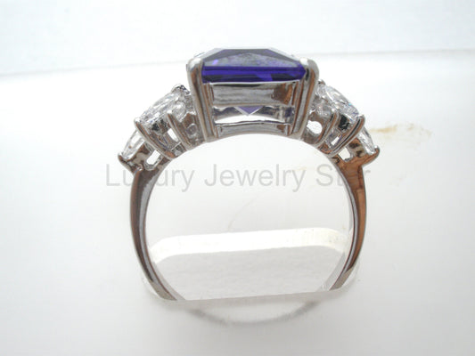 Statement Purple Cubic Zirconia Ring Size 8 - image 2