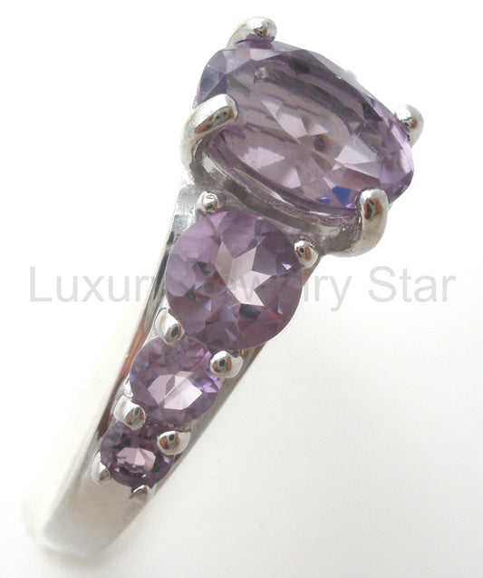 Sterling Silver Amethyst Multi Gem Ring Size 8 - image 2