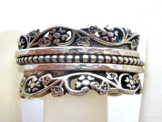 Sterling Silver Floral Spinner Band Ring Paz Size 9 - image 2