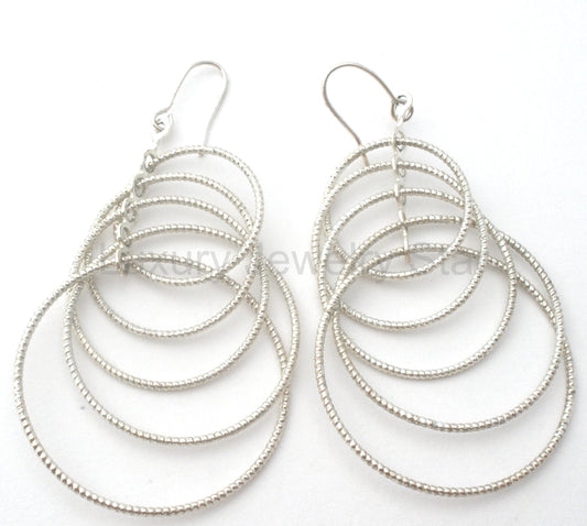 Sterling Silver Multi Circle Dangle Earrings - image 2