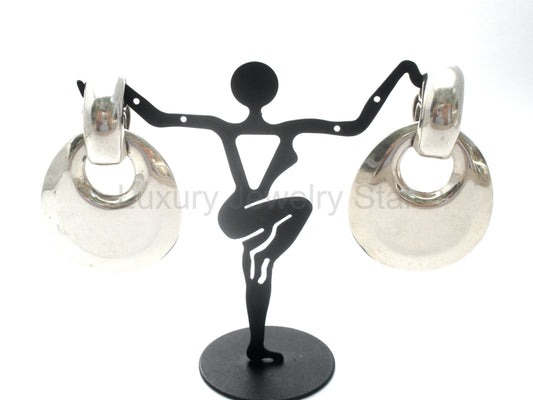 Taxco Sterling Silver Door Knocker Earrings Vintage - image 2