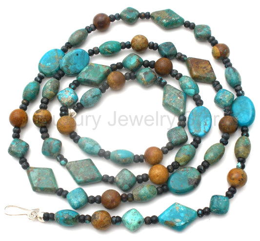 Turquoise Bead Necklace 40" Long DTR