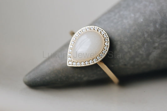 Diamond Halo Drop Ring - image 2
