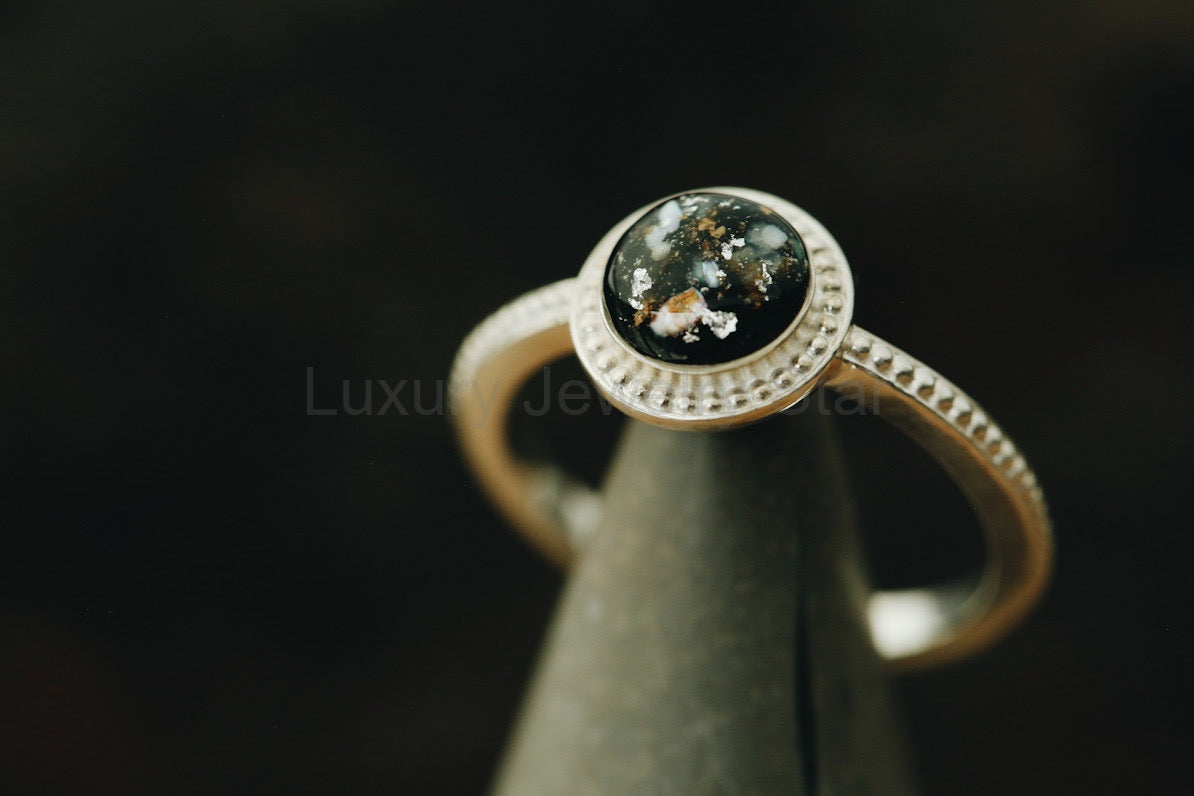 Round Beaded Halo Ring - image 3