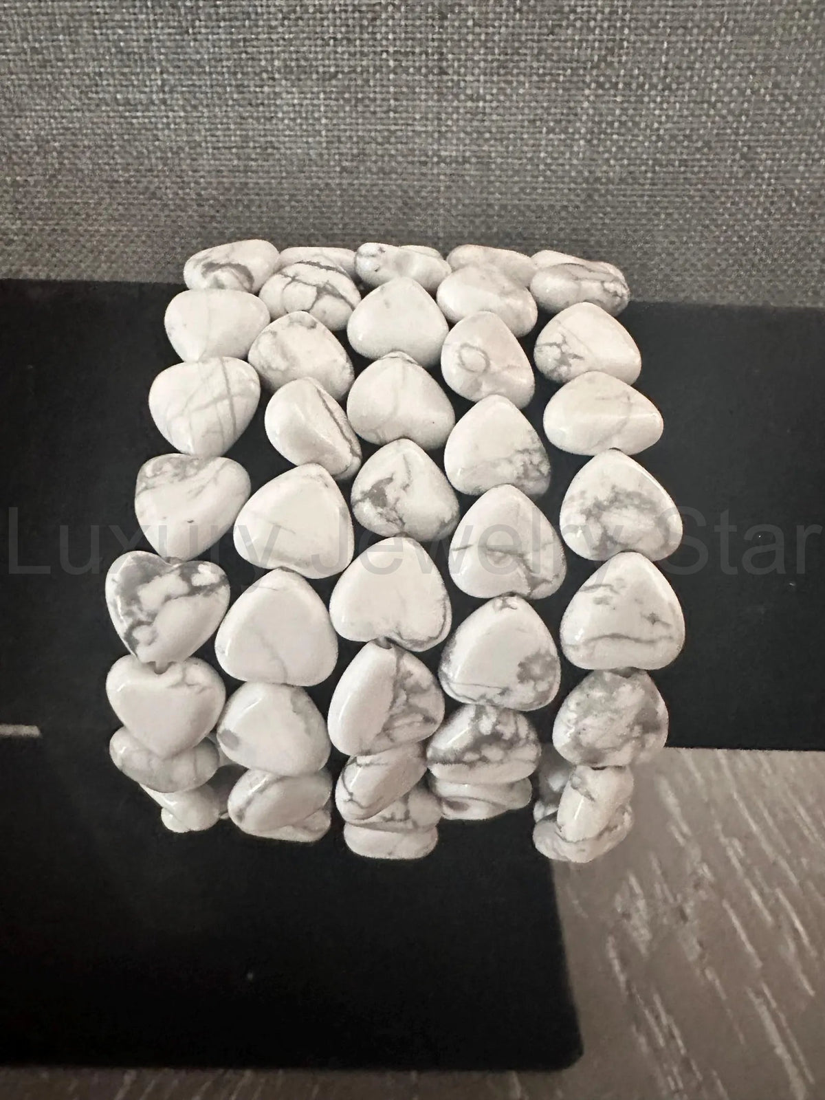 10 MM Howlite Heart Bracelet