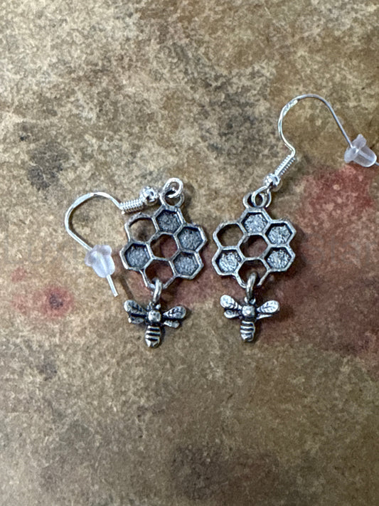 Beehive and Bee Earrings