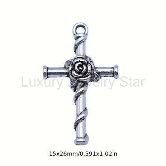 Rose Cross Pendant/Charm