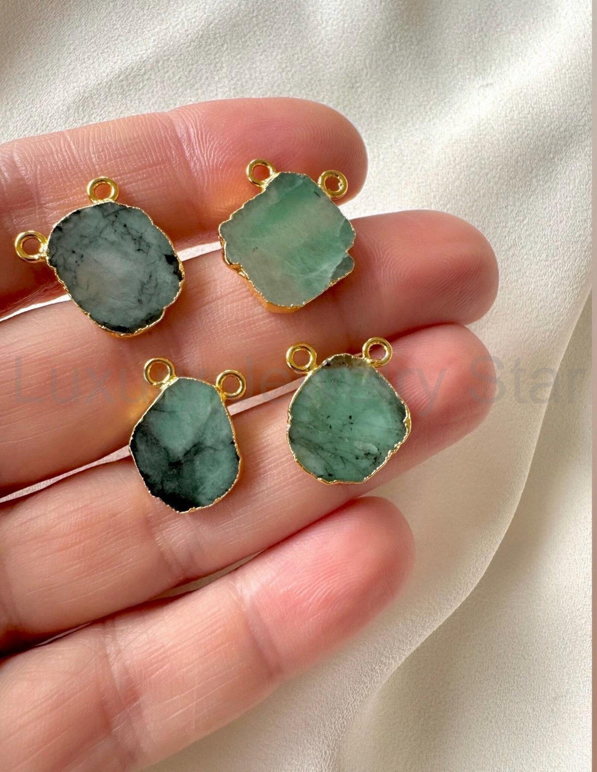 Raw Emerald Pendant Necklace - Gold Filled - May Birthstone - image 4