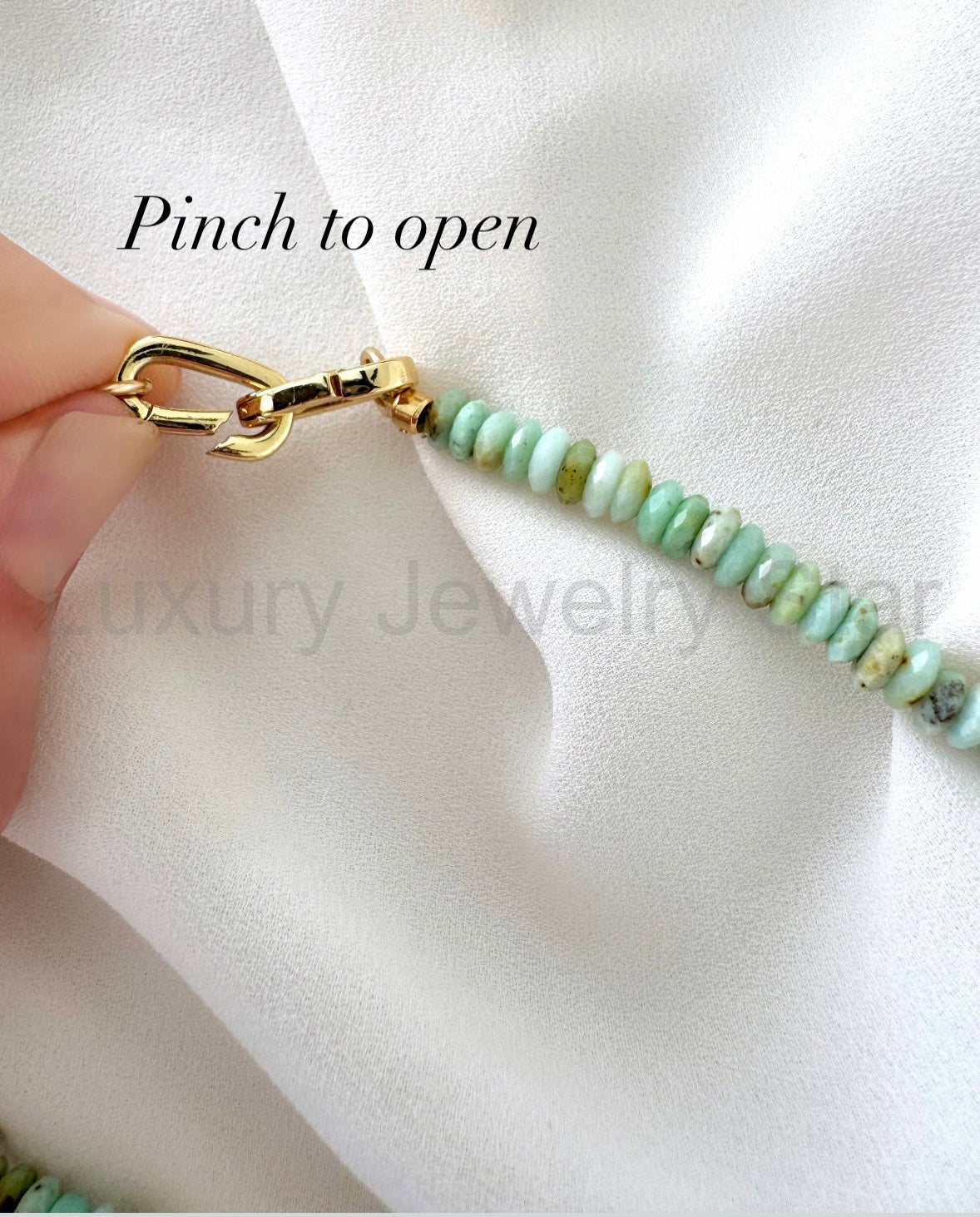 Real Beaded Amazonite Necklace with Large Gold Filled Clasp - - image 10