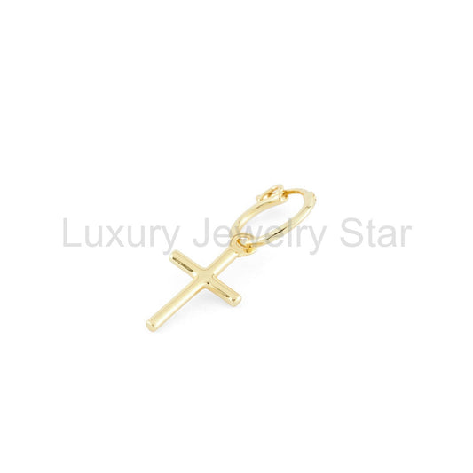 Gold Cross Pendant Earring