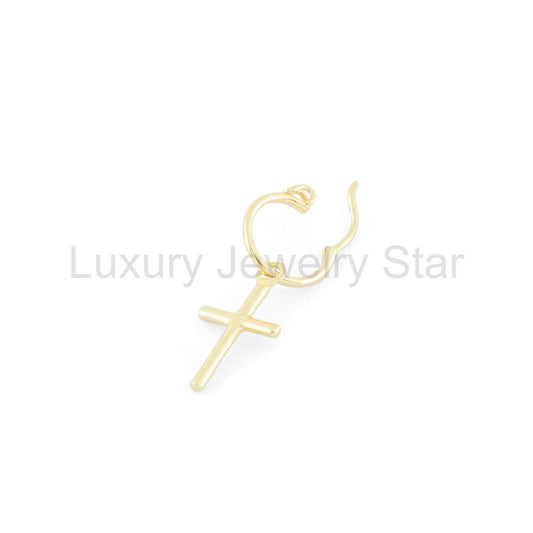 Gold Cross Pendant Earring - image 2