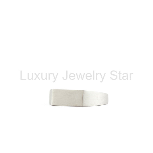 Silver Brushed Rectangle Ring - image 2