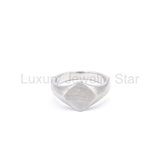Silver Brushed Rhombus Ring