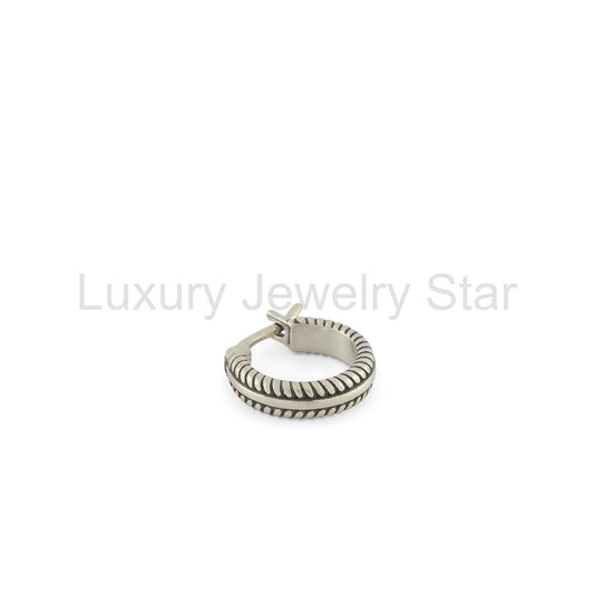 Silver Cable Hoop Earring