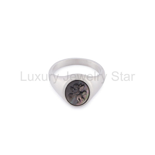 Silver Cherub Cameo Ring