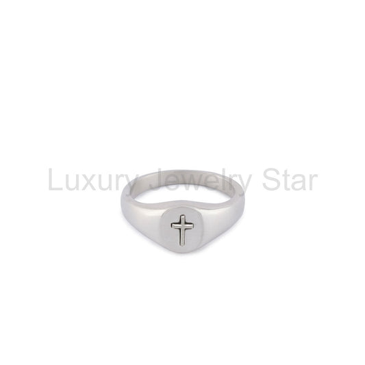 Silver Cross Signet Ring