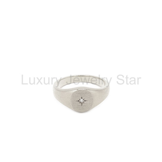 Silver Diamond Signet Ring