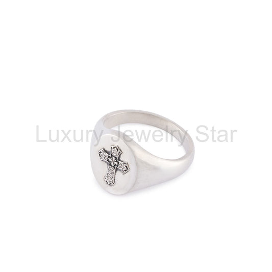 Silver Gothic Cross Ring - image 2