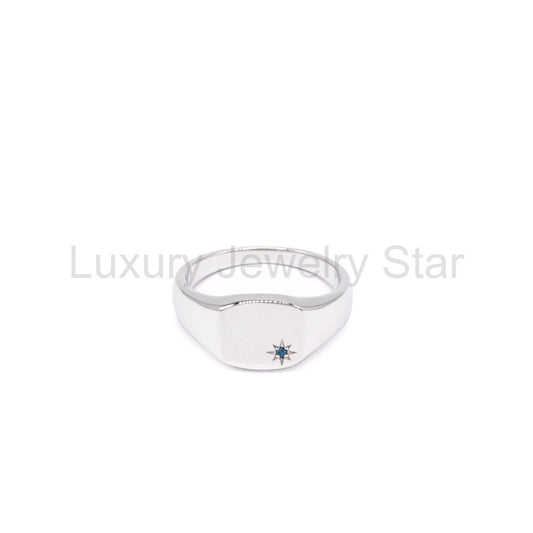 Silver Sapphire Birthstone Ring