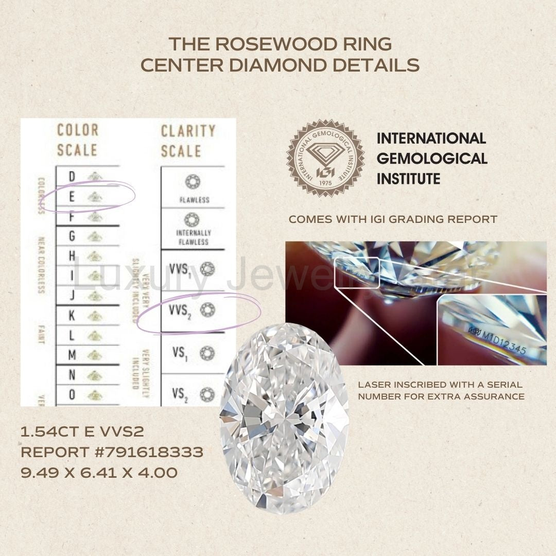 Rosewood Oval 1.54ct E VVS2 Lab Diamond Engagement Ring (Ready to Ship) - image 8
