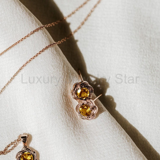 Amethyst Leaf Earrings in 14k Gold - image 2