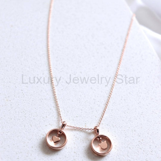 Heart charm necklace in 14k gold - image 2