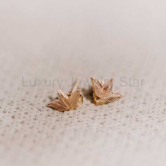 Trio Leaf Earrings in 14k Gold