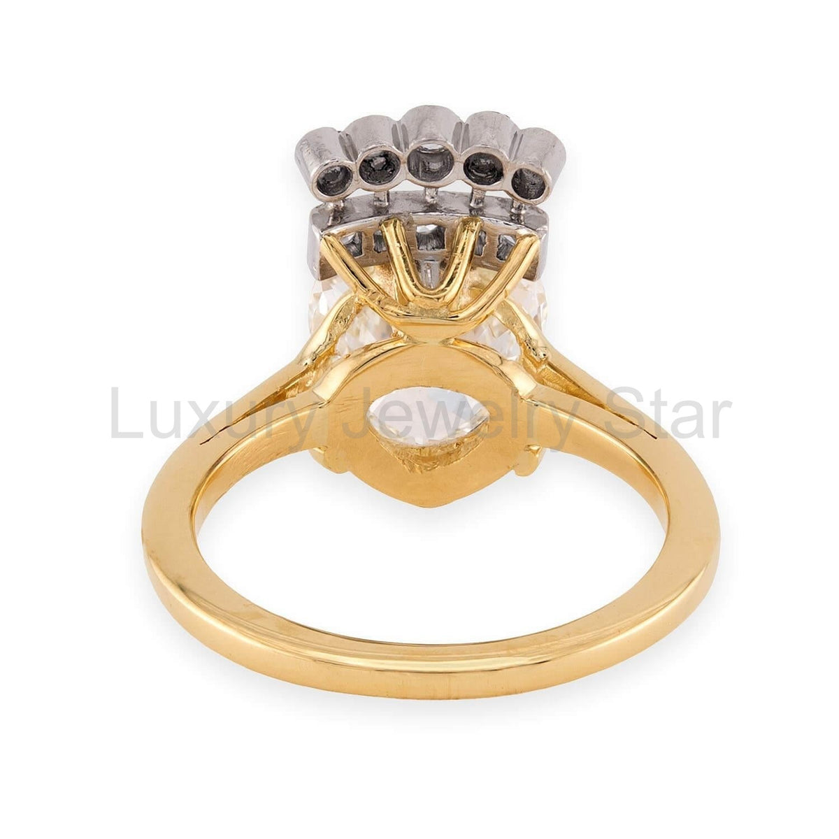 Retro 18k/Platinum 2.01ct Fancy Cut Heart Diamond Crown Ring - image 3