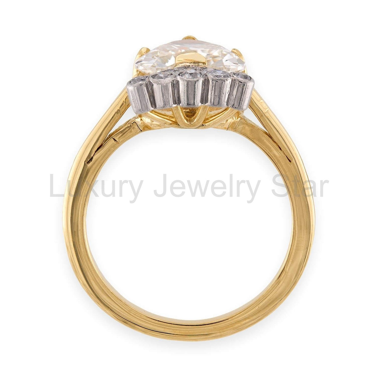 Retro 18k/Platinum 2.01ct Fancy Cut Heart Diamond Crown Ring - image 5