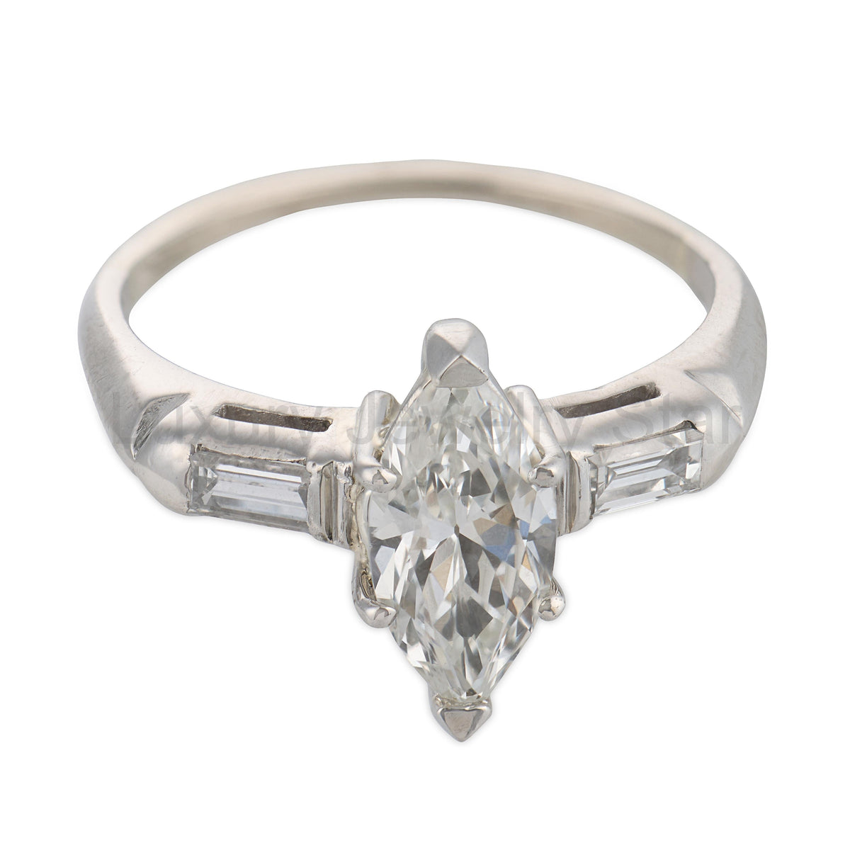 Retro Platinum Diamond Engagement Ring .90ct - image 2