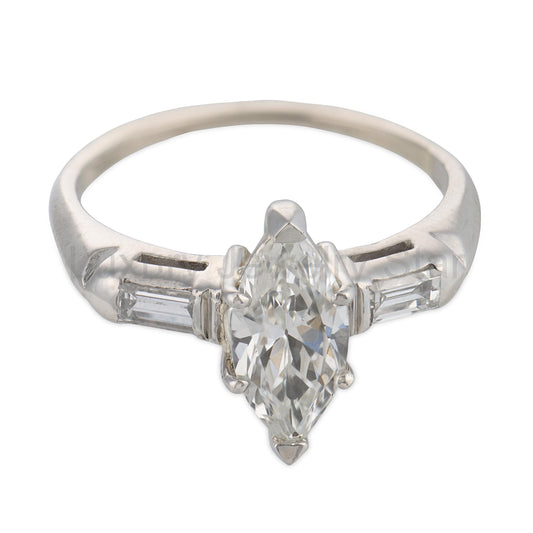 Retro Platinum Diamond Engagement Ring .90ct - image 2