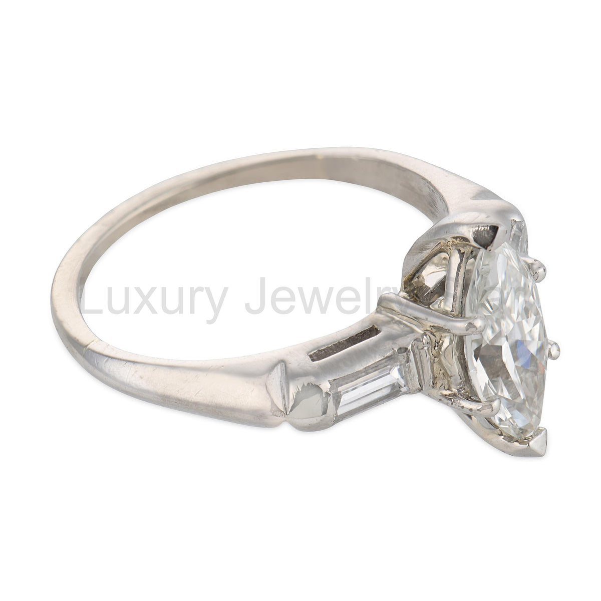 Retro Platinum Diamond Engagement Ring .90ct - image 3