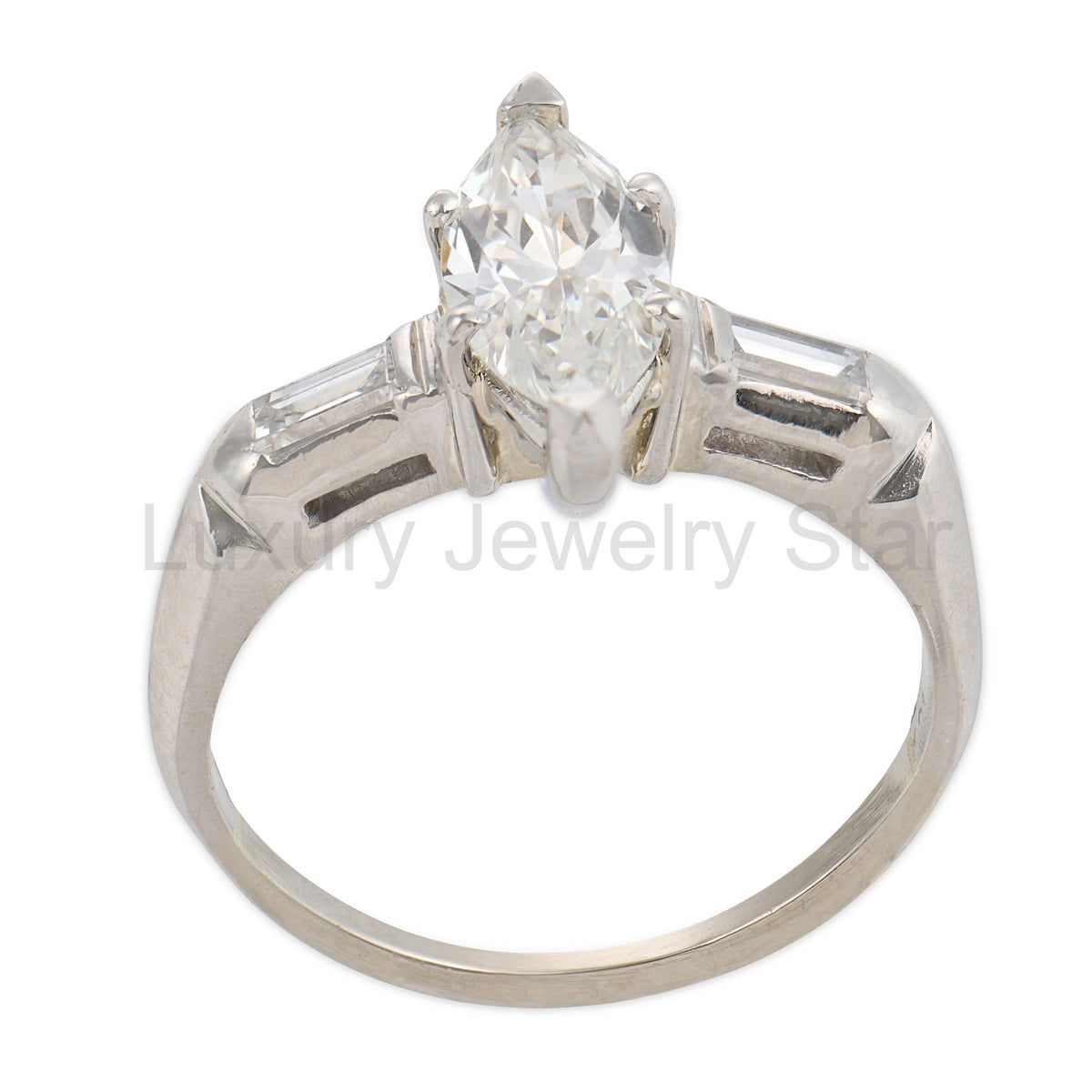 Retro Platinum Diamond Engagement Ring .90ct - image 4