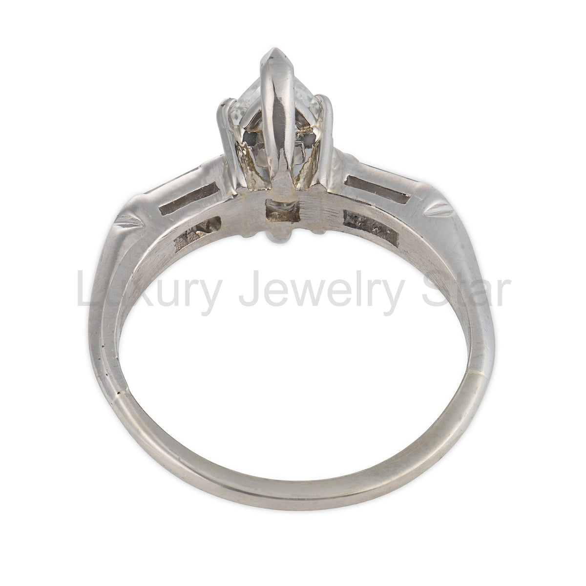 Retro Platinum Diamond Engagement Ring .90ct - image 5