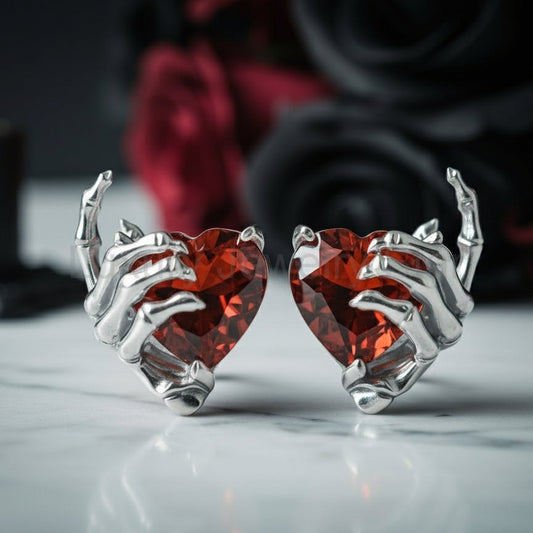 You’ve Got My Heart Forever Gothic Diamond Option Heart Earrings