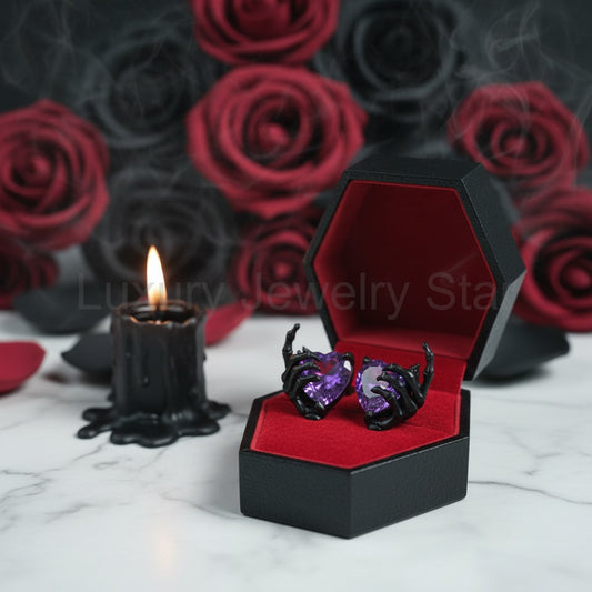 You’ve Got My Heart Forever Gothic Diamond Option Heart Earrings - image 2