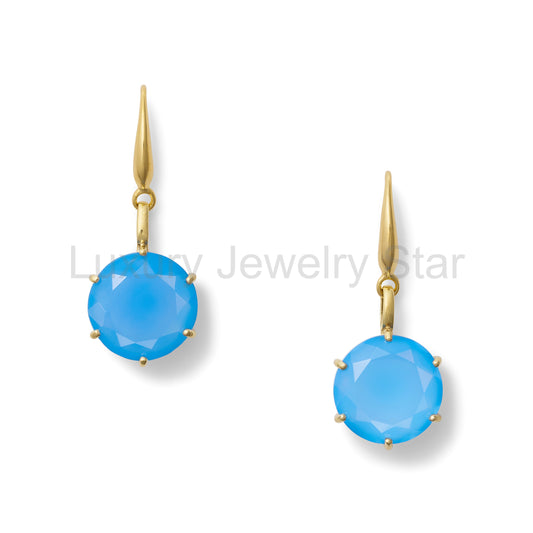 Blue Chalcedony Bling Drop Earring