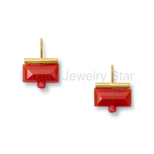 Carnelian Tile Earring