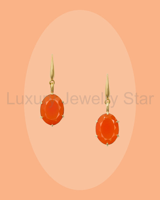 Exploding Orange Carnelian Bling Drop Earring - image 2