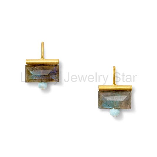 Labradorite + Aqua Horizon Earring