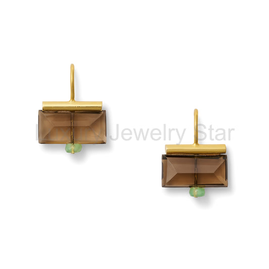 Smoky Quartz Tile Earring