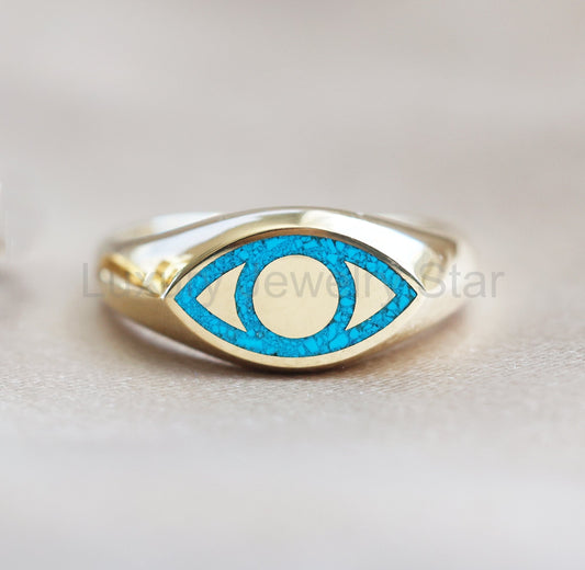 All seeing eye Gold signet ring - Ready to Ship-new