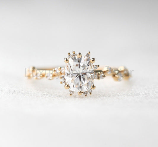 Bokeh Cushion Moissanite Ring - Ready to Ship-new